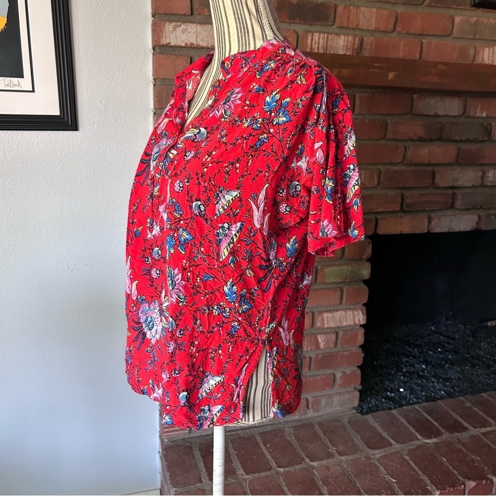 Anthropologie Maeve Windham Floral Tunic Top in Red Sz S - Picture 4 of 7